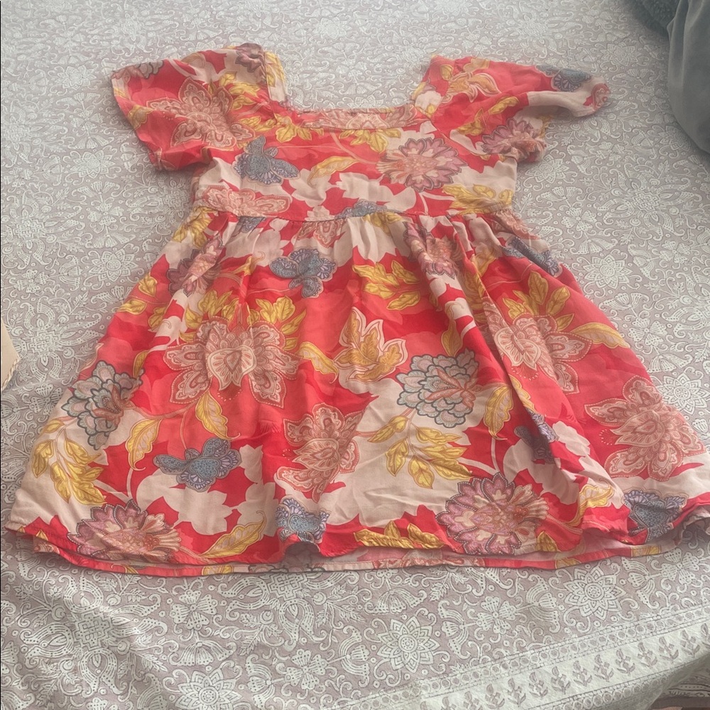 O'Neill Kids Floral Dress in Red and Yellow